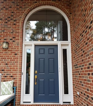 Custom Entryway with sidelights and transom windows installed by Kelly Window & Door