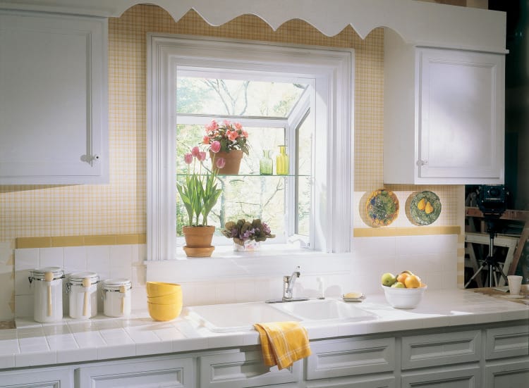 Garden window in a modern kitchen